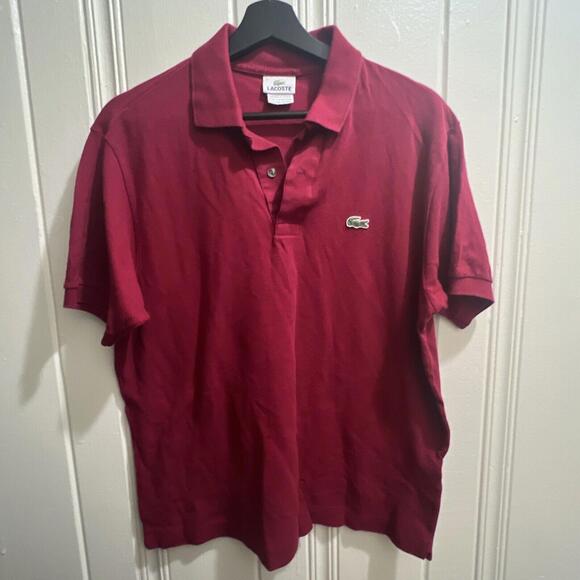 Lacoste Polo Shirt Mens Large Size 5 Red Classic Fit Short Sleeve Casual READ - Picture 3 of 3